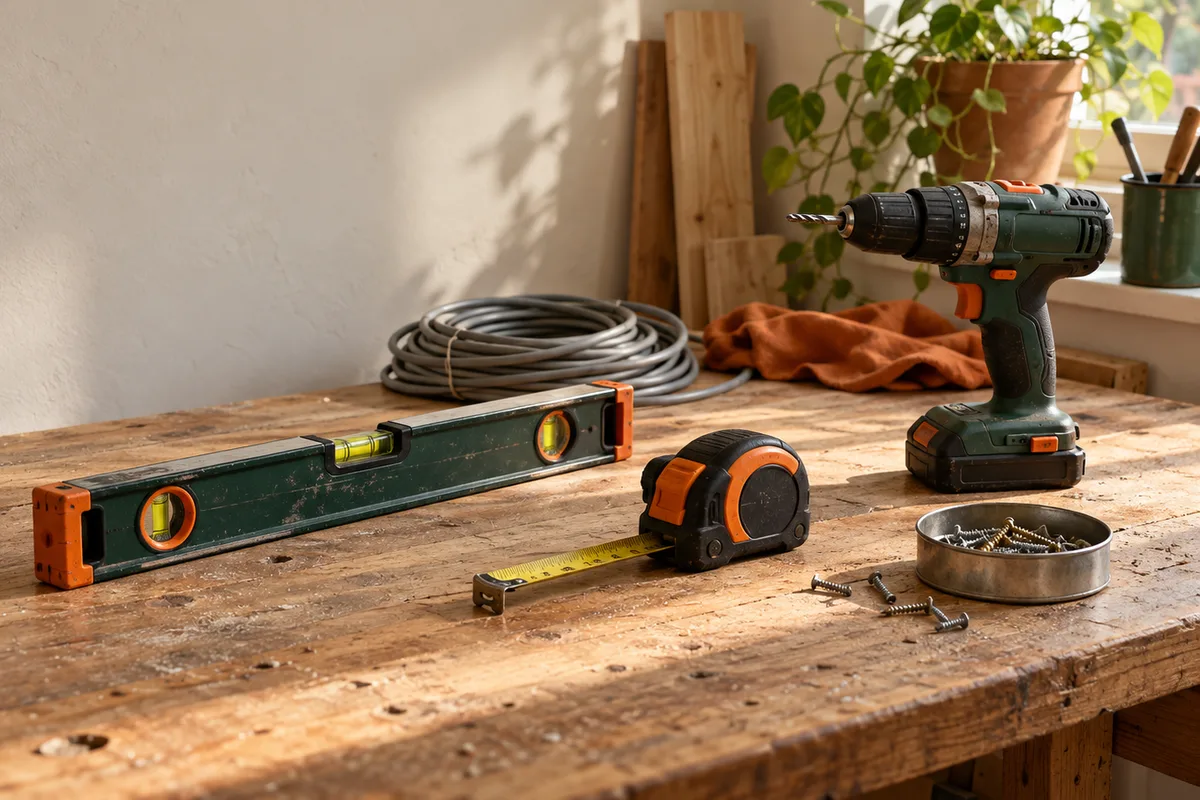 A tidy handyman workbench. Illustrative, not the business's work.